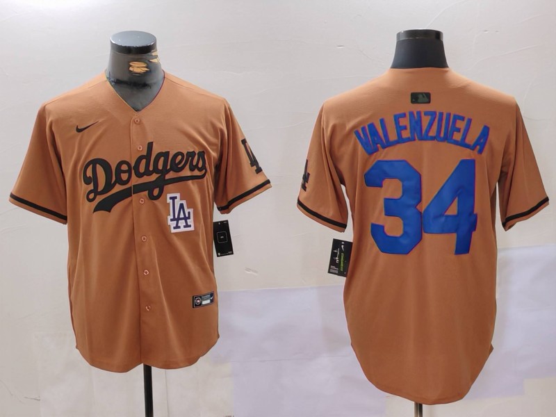 Men Los Angeles Dodgers 34 Valenzuela army green joint name 2024 Nike MLB Jersey style 6